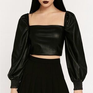 7 For All Mankind EdgyCore Faux Leather Crop Top Gothic Glamcore Party Medium